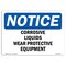 Signmission OSHA, Corrosive Liquids Wear Protective Equipment, 10in X 7in Rigid Plastic, 10" W, 7" H, Landscape OS-NS-P-710-L-10837 - alternate 1
